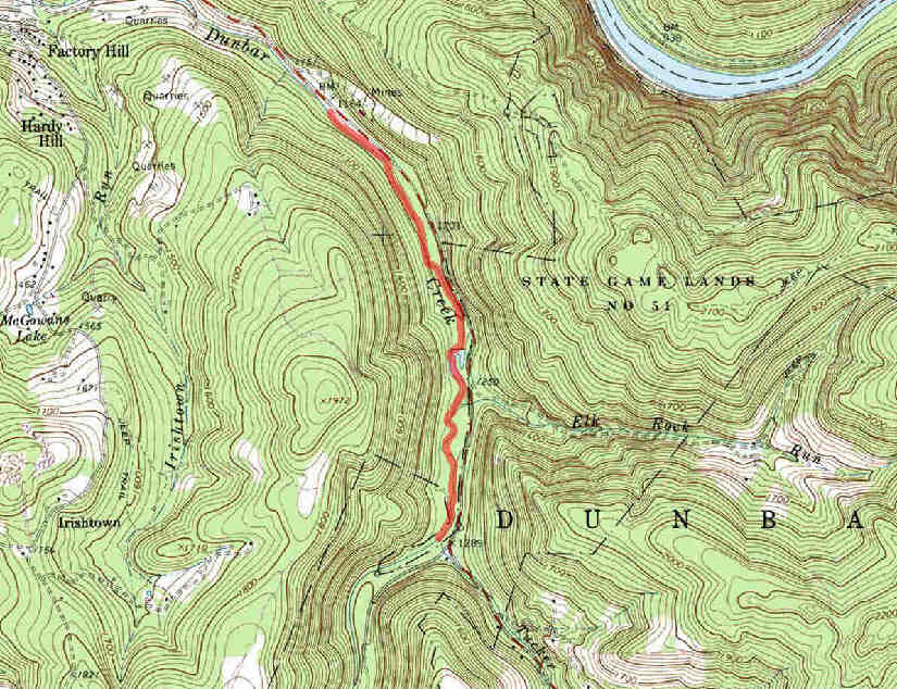 Click Here For Larger Version Of Dunbar's Paved Road Section Tour Map